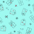 Christmas, New Year gifts vector pattern. Royalty Free Stock Photo